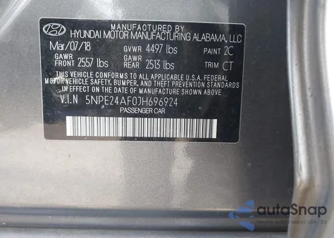 2018 Hyundai Sonata Se from USA, damaged, VIN 5NPE24AF0JH696924